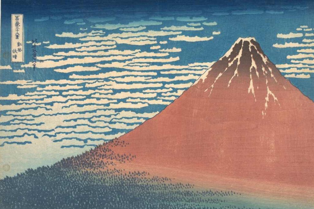„Klare Morgendämmerung bei Südwind“, bekannt als „Roter Fuji“ - Metropolitan Museum